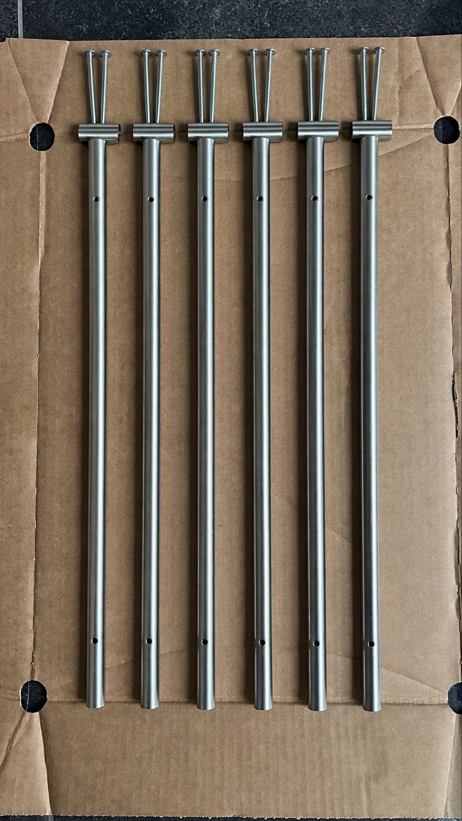 Set van 6 IKEA LANSA handgrepen RVS (44,5 cm), Huis en Inrichting, Ophalen of Verzenden, Gebruikt