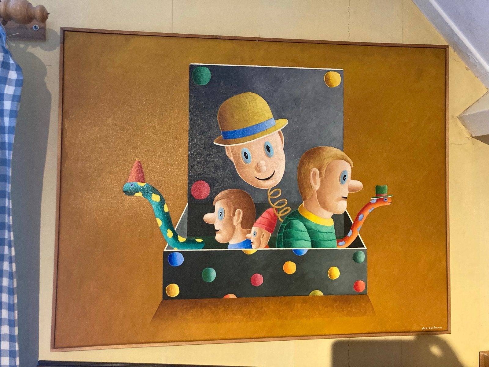 Olieverfschilderij Dirk Bakker - Surrealistisch tafereel, Ophalen, Doek, Surrealisme, Gesigneerd