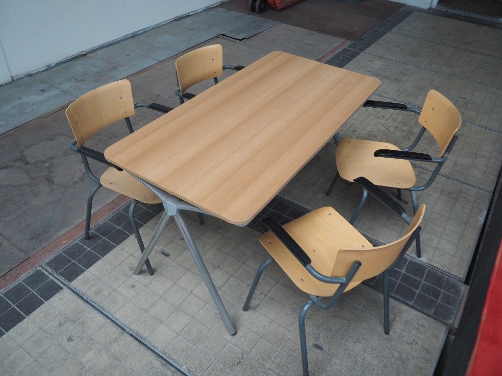 Eettafel set met 4 stoelen, Ophalen, Gebruikt, 50 tot 100 cm, Modern
