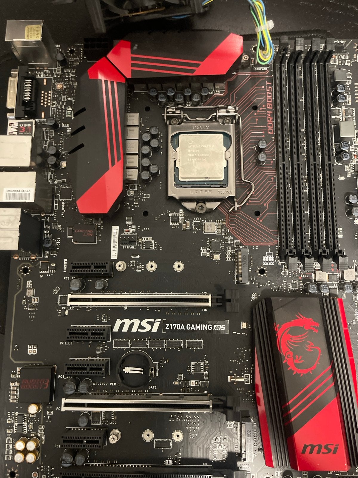 MSI Z170A GAMING M5 Moederbord met Intel Core i5-6600, Computers en Software, Ophalen of Verzenden, Gebruikt, Intel, DDR4