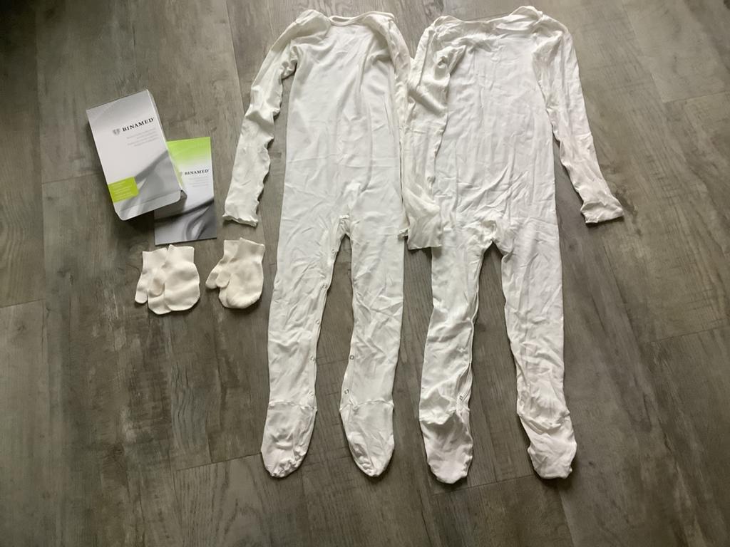 Binamed 2 Anti Krabpakjes +2 paar Handschoentjes, bij exceem, Kinderen en Baby's, Ophalen of Verzenden, Gebruikt, Jongen of Meisje