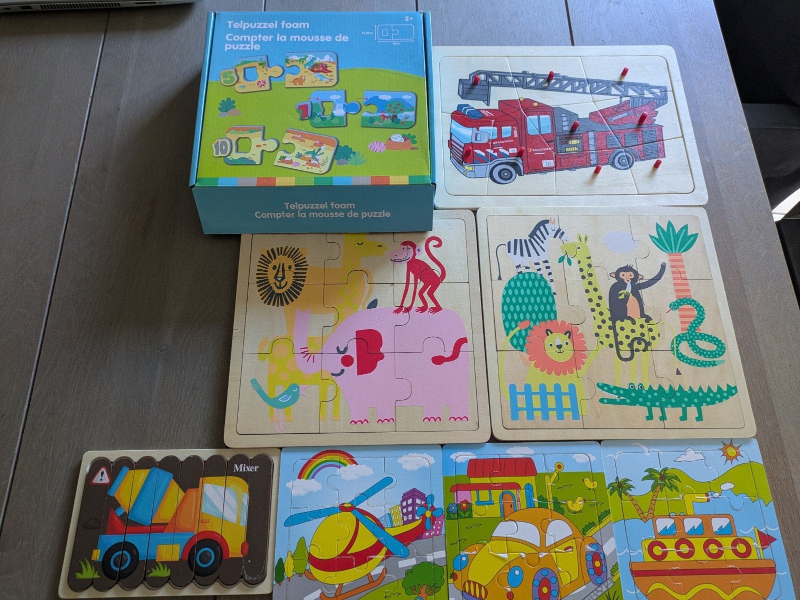 Diverse puzzels van houten, foam of karton, 2 tot 4 jaar, Ophalen of Verzenden, Zo goed als nieuw, Van hout