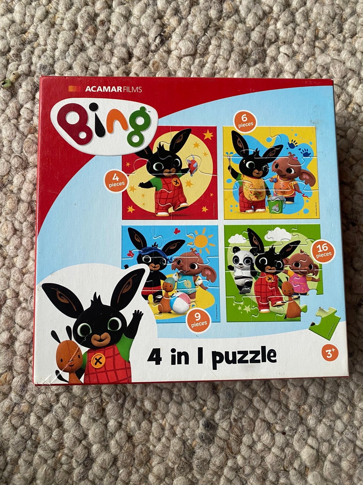 Bing puzzel 4 in 1, Kinderen en Baby's, Speelgoed | Kinderpuzzels, Ophalen, 10 tot 50 stukjes, Zo goed als nieuw