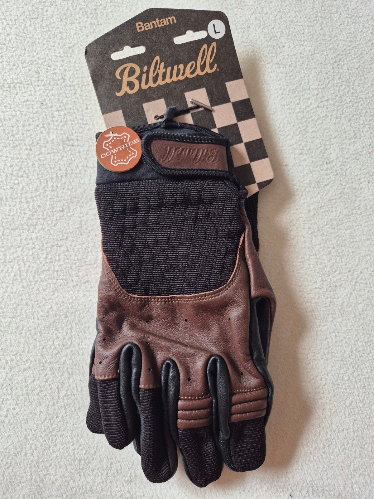Biltwell Bantam Leren Handschoenen Bruin Zwart Maat L, Verzenden, Nieuw met kaartje, Handschoenen