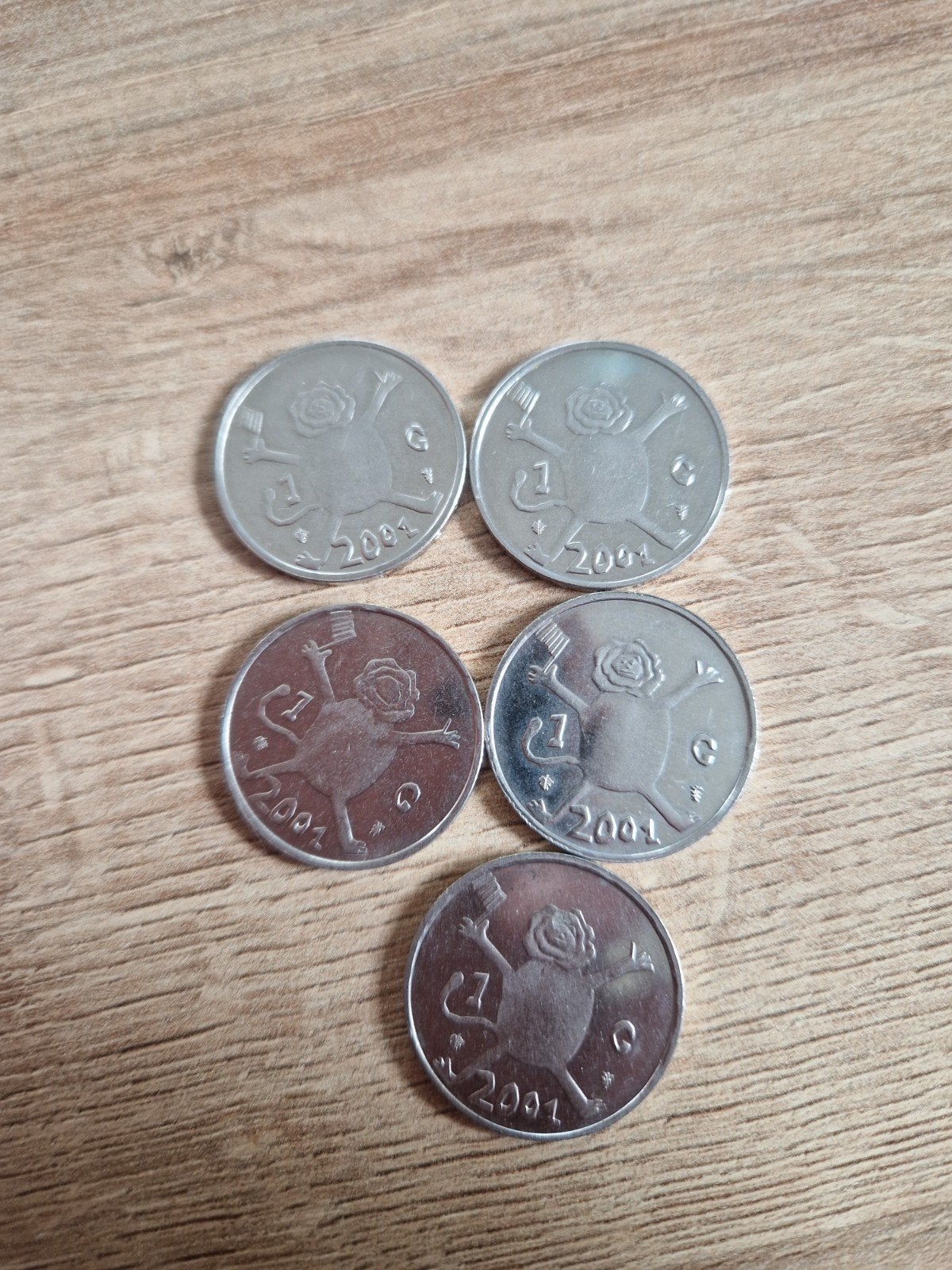 5x 1 gulden loekie 2001, Ophalen