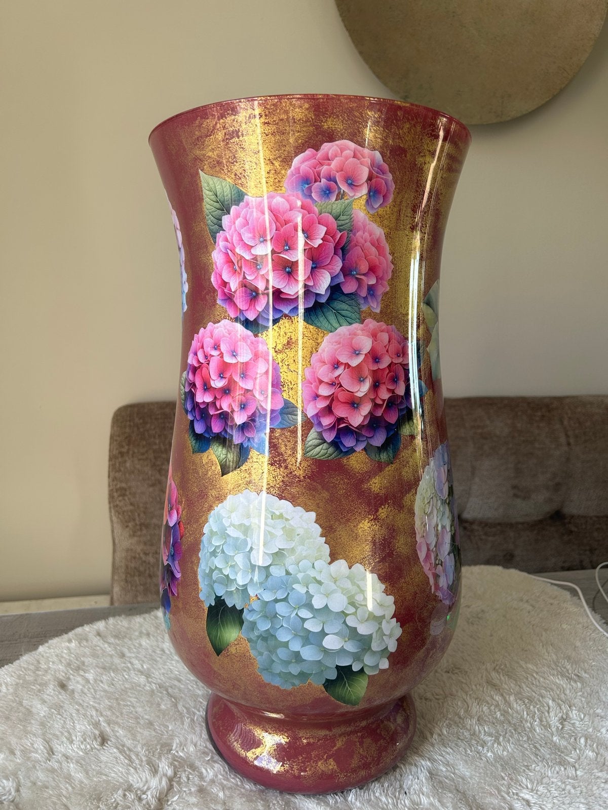 Grote Hortensia Vaas - 50 cm hoog, Huis en Inrichting, Meerkleurig, Nieuw, Ophalen of Verzenden, Glas