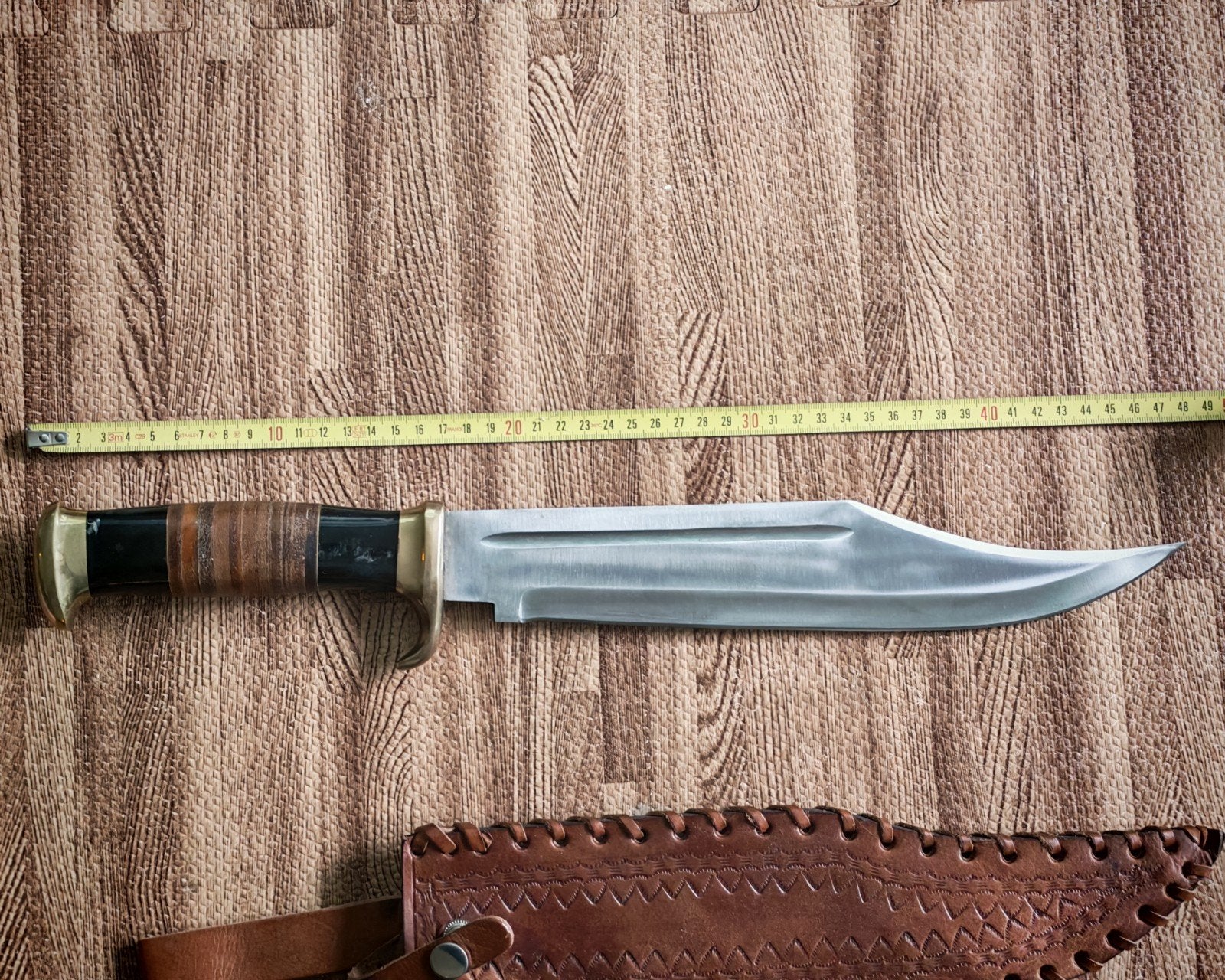 Crocodile Dundee replica mes + echt leren schede, Ophalen of Verzenden, Zo goed als nieuw