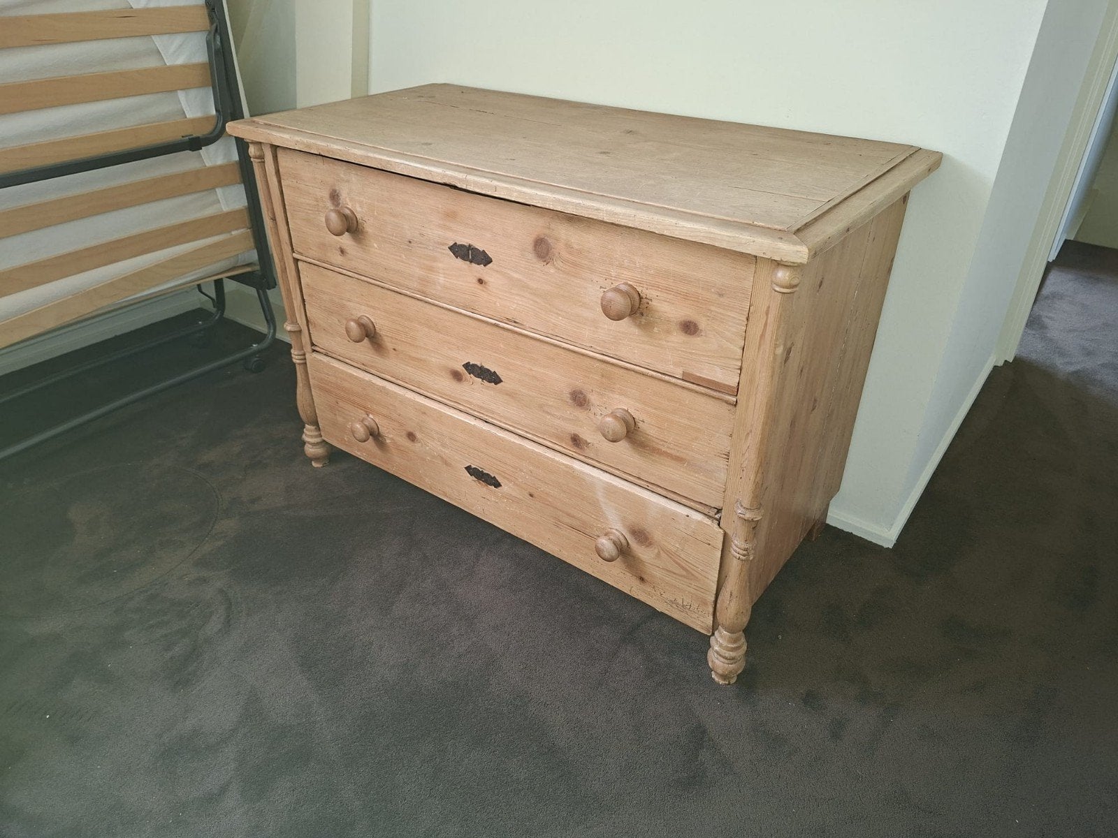 Oud grenen ladekast, Huis en Inrichting, Kasten | Ladekasten, Ophalen, Gebruikt, 100 tot 150 cm, 3 of 4 laden