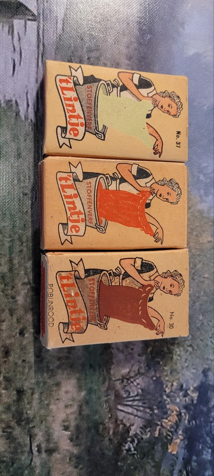 Vintage Lintie Stoffenverf - 3 Doosjes, Ophalen of Verzenden