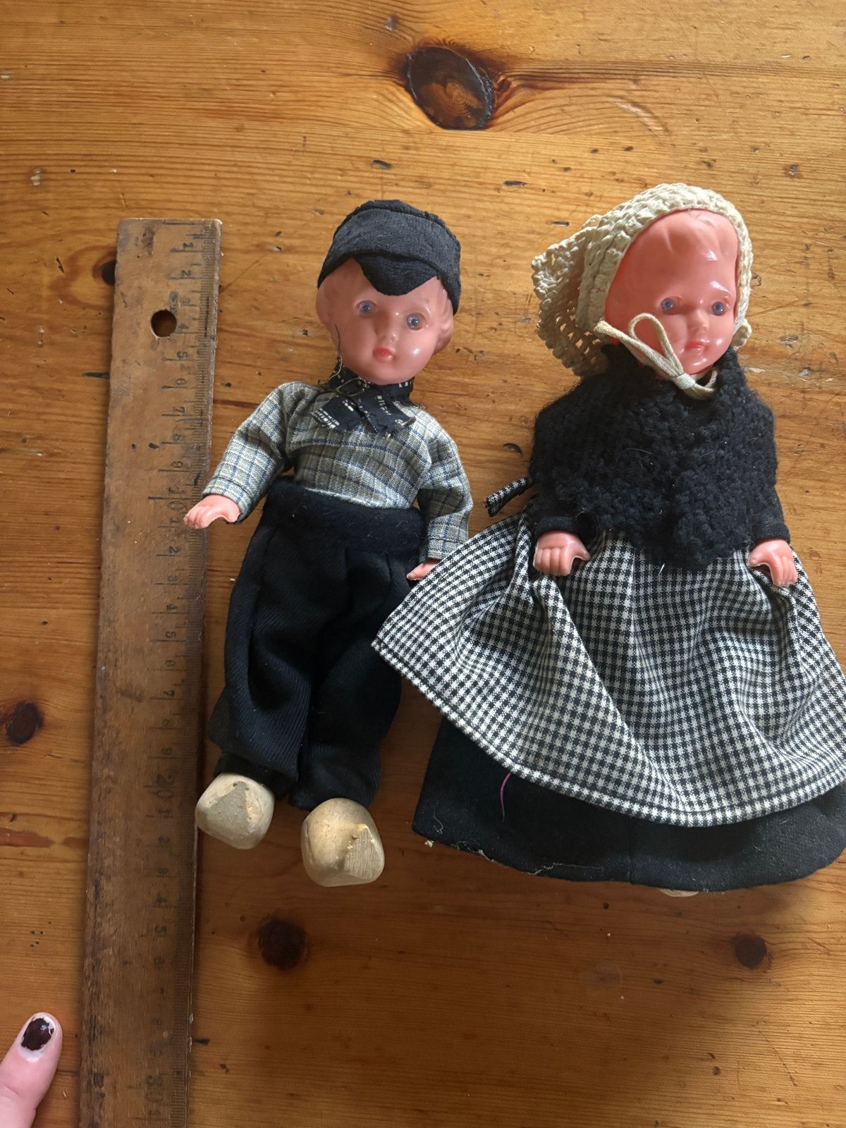 Vintage Hollandse poppenpaar in klederdracht, Ophalen of Verzenden, Gebruikt, Pop