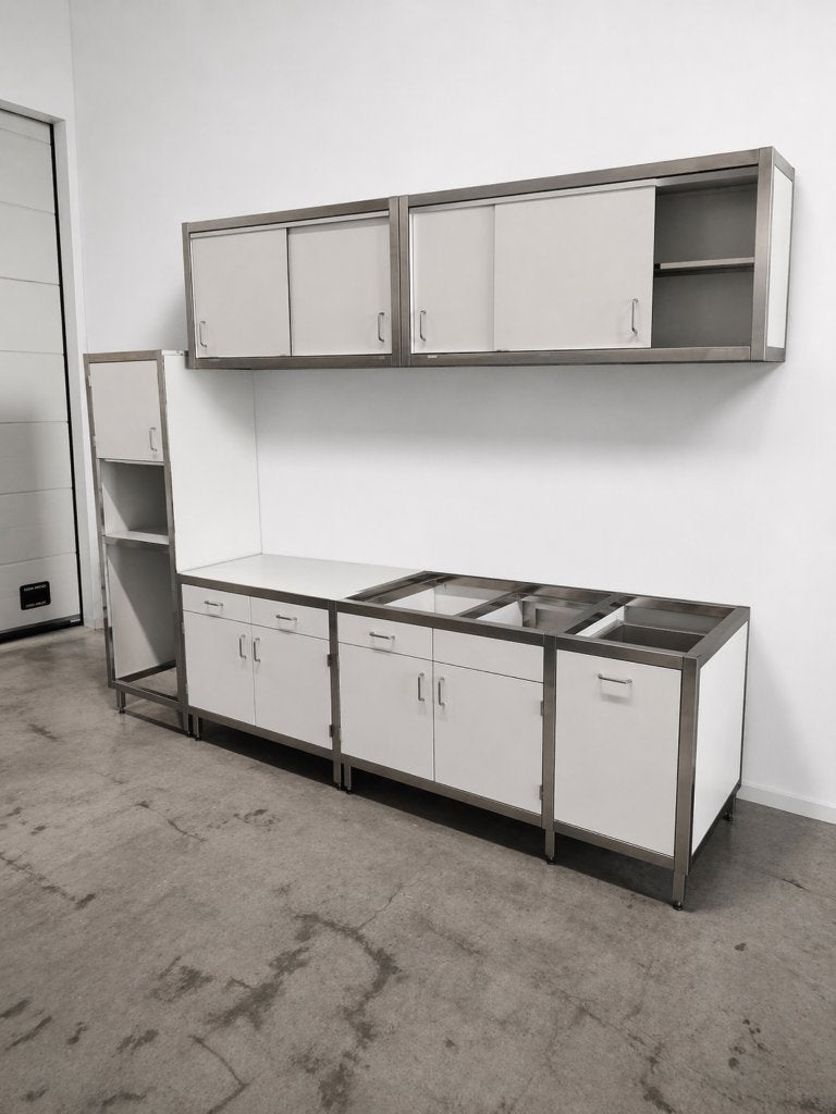 RVS Horeca Keuken / Werkbank met Bovenkasten, Ophalen, Overige typen, Zo goed als nieuw, Wit