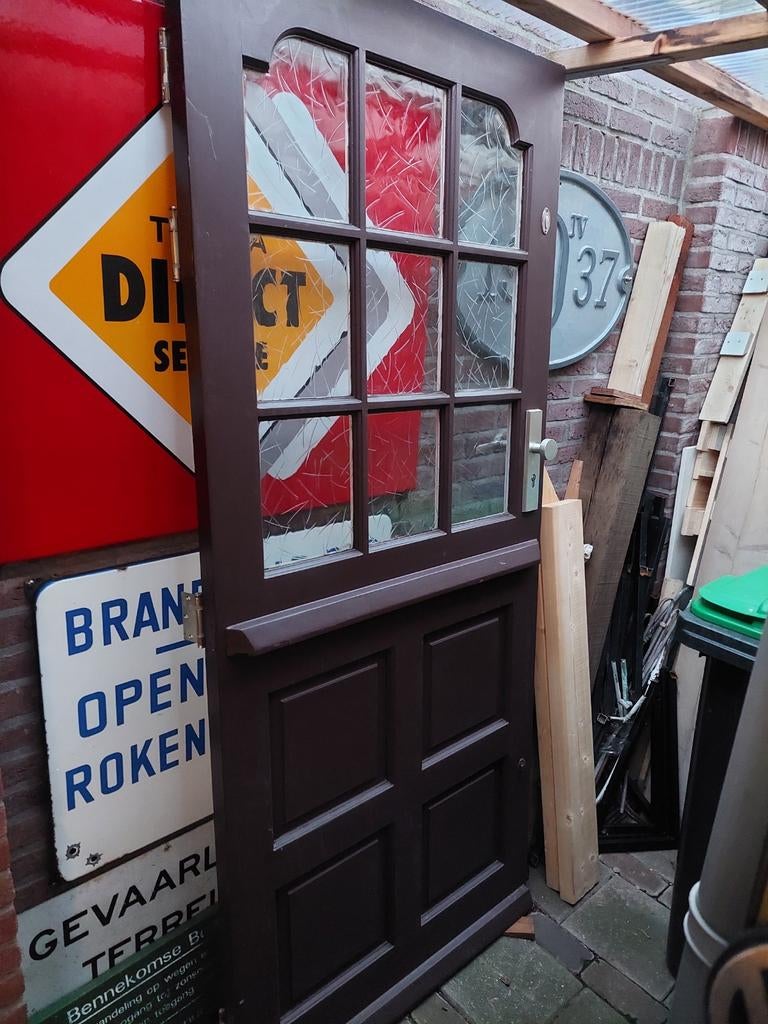 Hardhouten Buitendeur 211.5x92.5cm met Slot en Scharnieren, Gebruikt, 80 tot 100 cm, Ophalen of Verzenden, Buitendeur