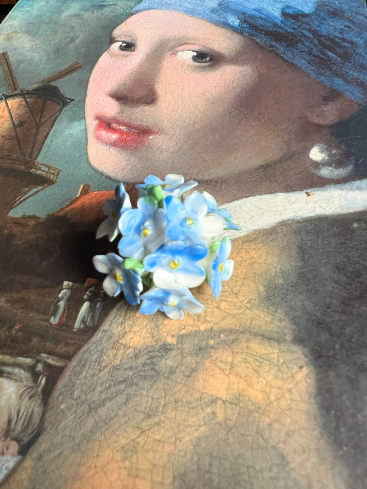 Adderley Floral Broche - Vergeet-mij-nietjes - Made in Engla, Overige materialen, 4 tot 7 cm, Gebruikt, Blauw