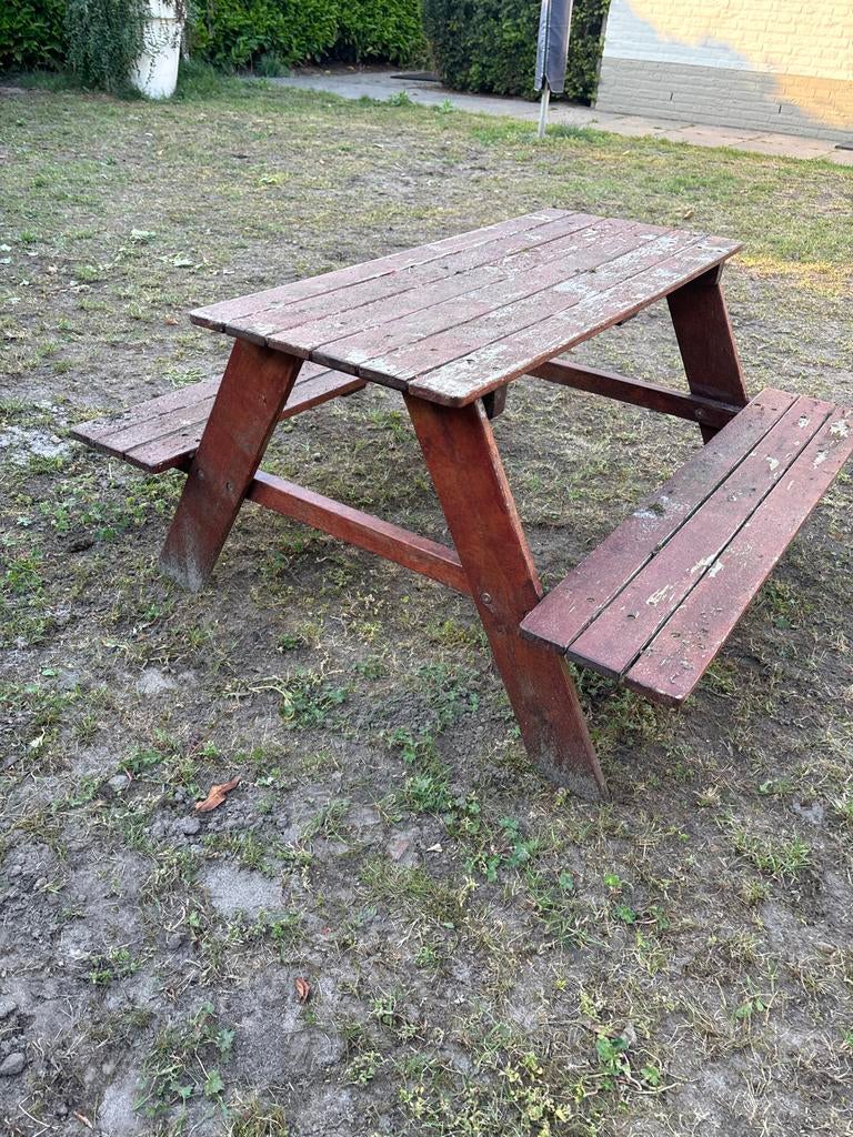 Houten kinder picknickbankje - opknapper, Tuin en Terras, Picknicktafels, Kinderpicknicktafel, Gebruikt, Ophalen of Verzenden