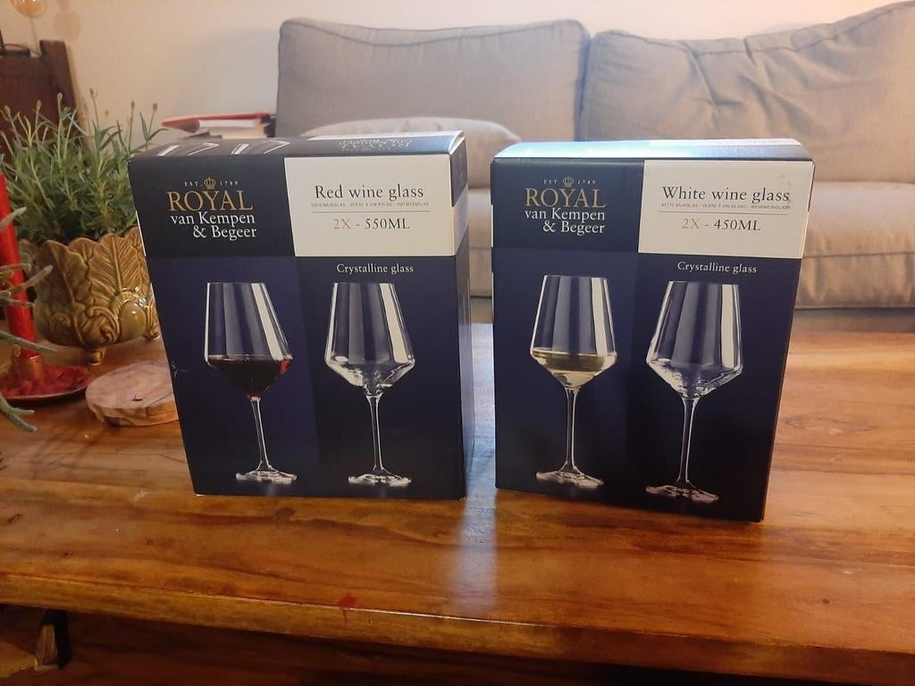 NIEUW Wijnglazen ROYAL Van Kempen en Begeer 4 rood 8 wit AH, Huis en Inrichting, Glas of Glazen, Nieuw, Ophalen of Verzenden, Glas