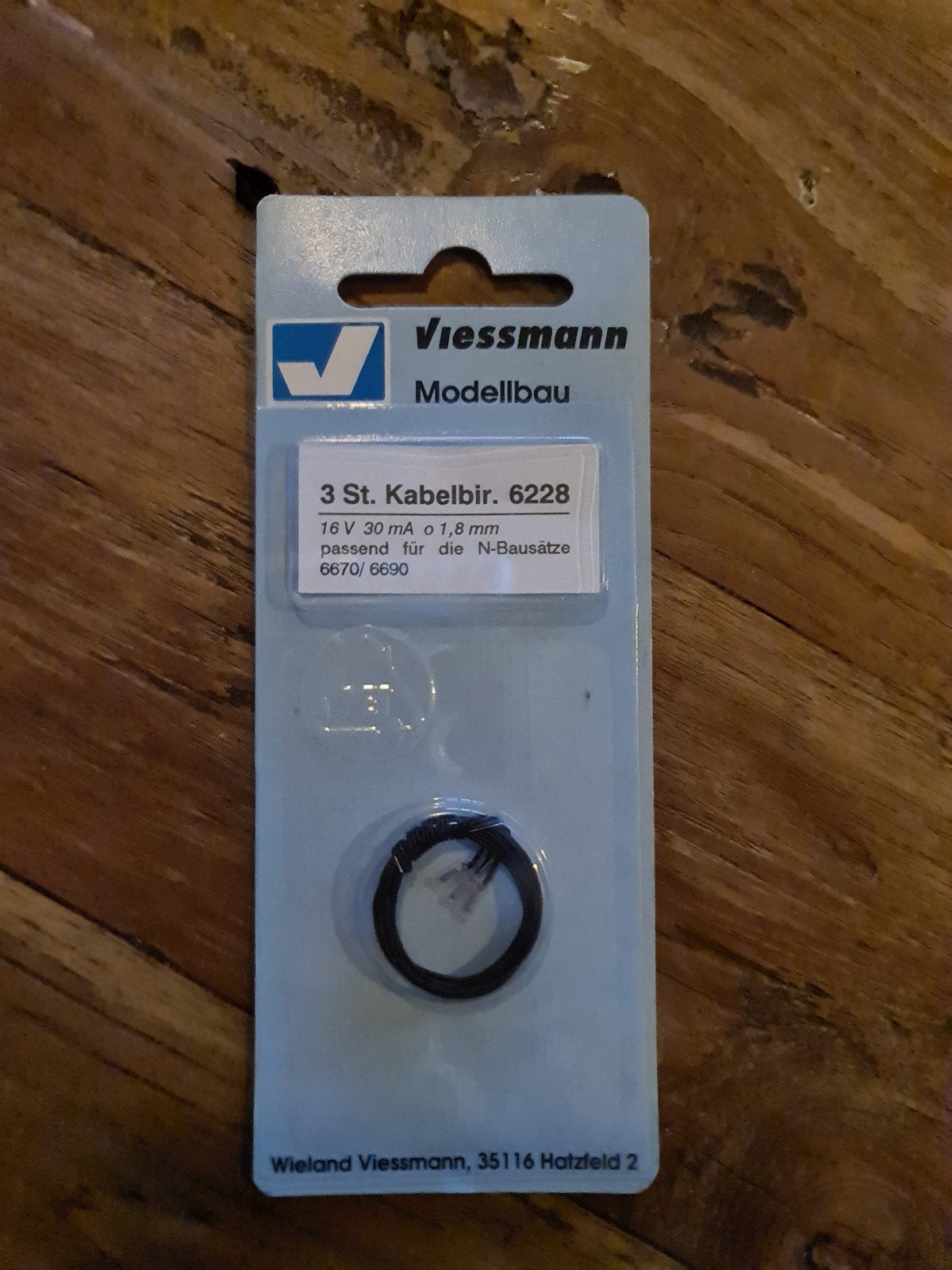 Viessmann 3 st. Kabelbir 6228 nw - N-Spoor, Overige merken, Gelijkstroom of Wisselstroom, Brug, Tunnel of Gebouw, Nieuw