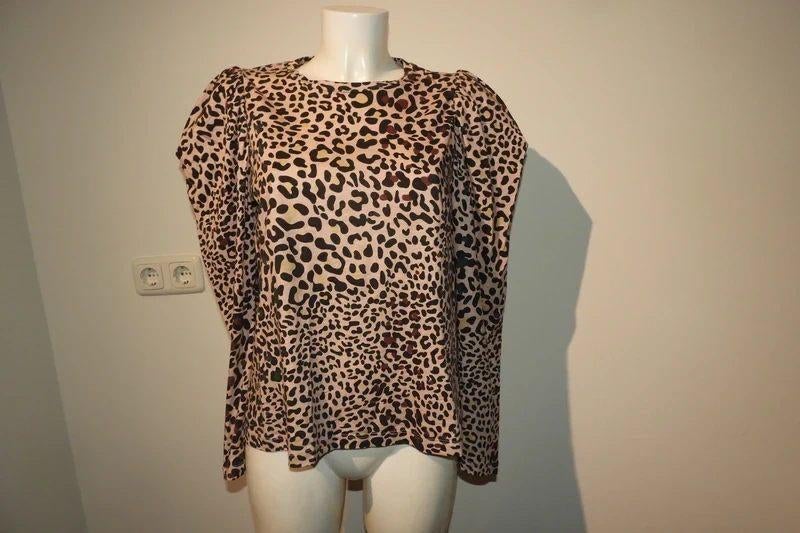 Munthe leopard print shirt pof mouwen bovenkant mt 40, Kleding | Dames, Maat 38/40 (M), Overige kleuren, Verzenden, Zo goed als nieuw