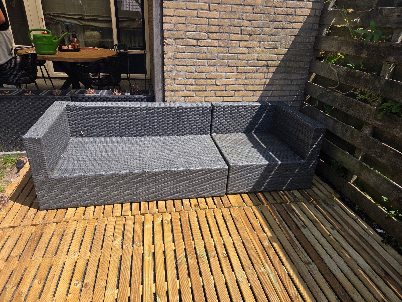 Loungeset: loungebank, stoel en hocker (excl. kussens), Ophalen of Verzenden