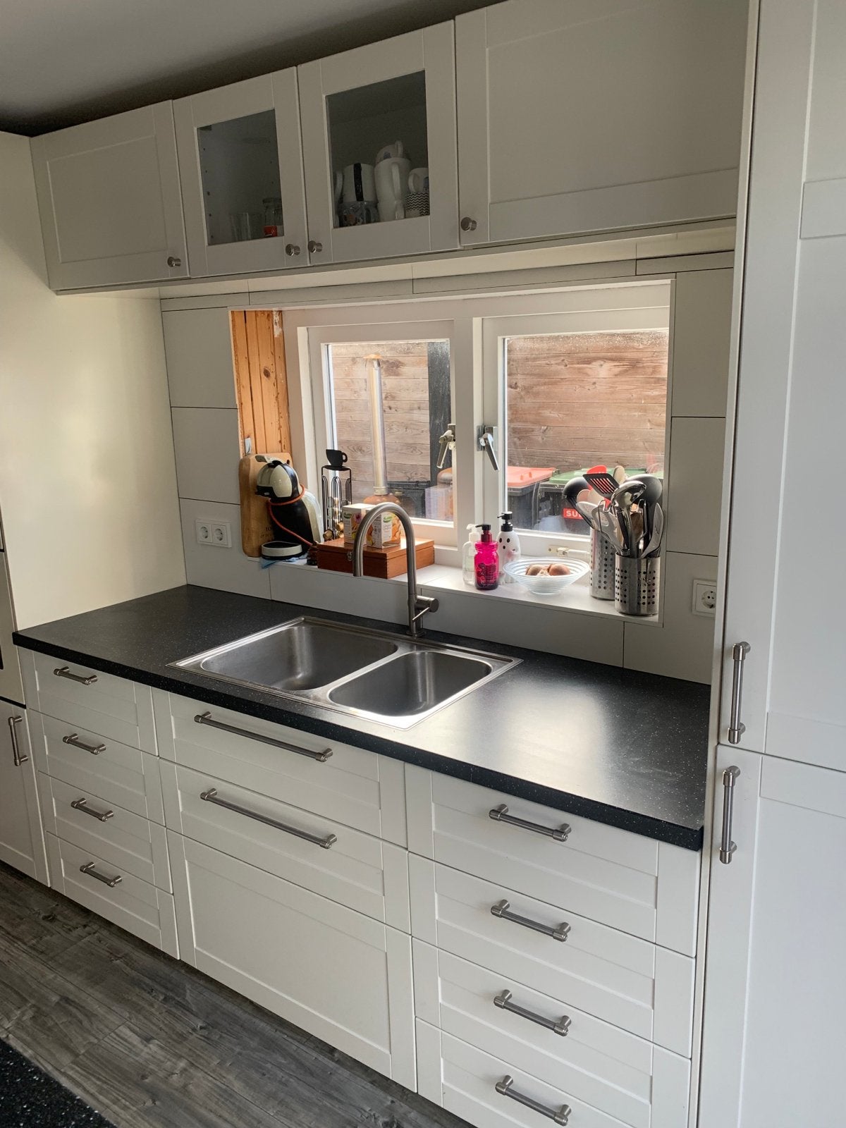 Complete Keuken met Kookeiland en Inbouwapparatuur, Ophalen, Gebruikt, Overige materialen, Wit