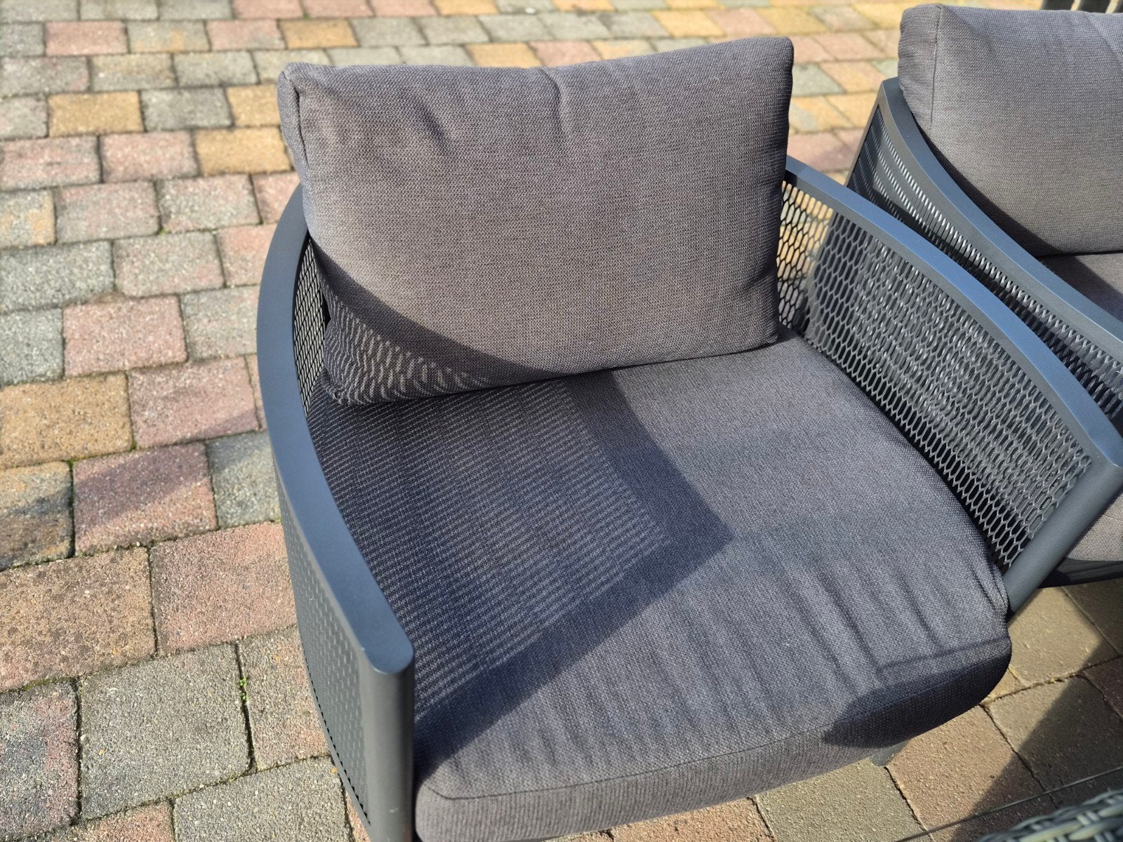 Jutlandia Loungeset met 2 stoelen, bank en salontafel, Ophalen of Verzenden, Gebruikt, Aluminium, Bank