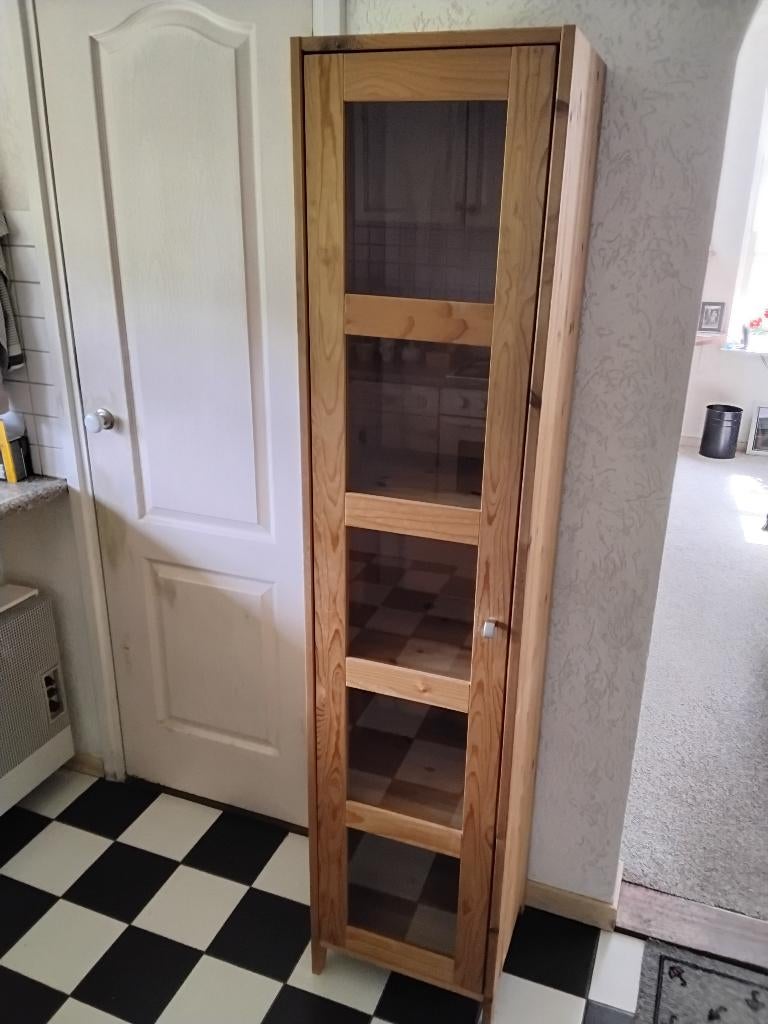 Houten vitrinekast, Ophalen, Met plank(en), Minder dan 50 cm, Gebruikt