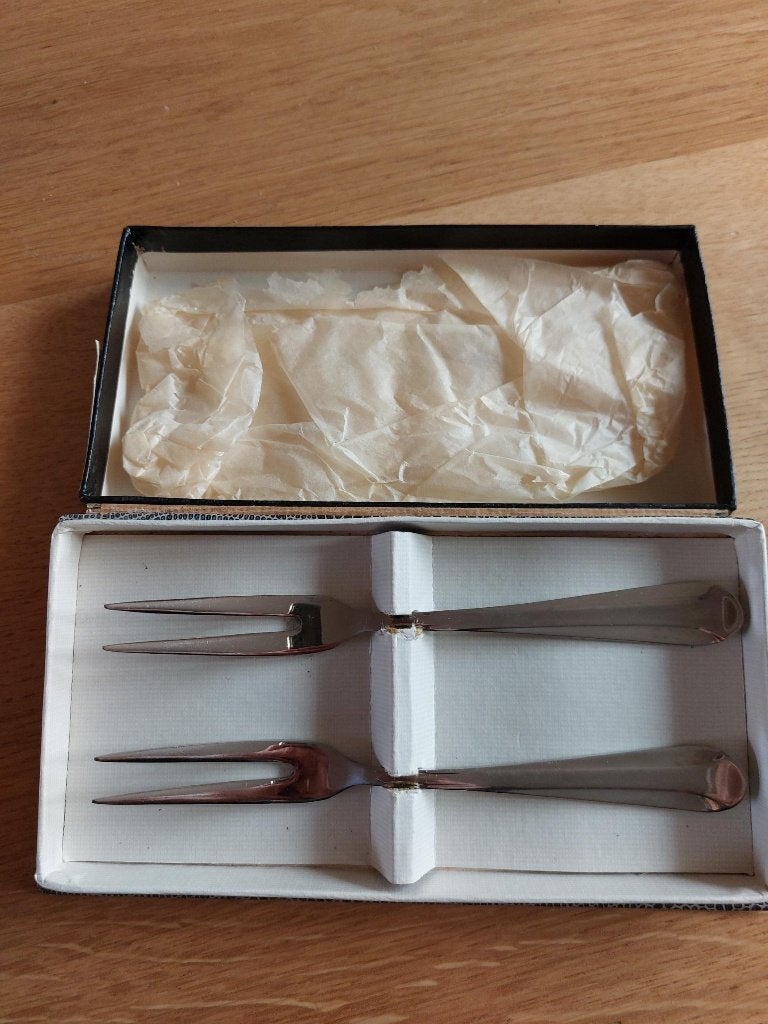 Vintage Sola set vleesvorkjes in originele doos, Antiek en Kunst, Ophalen of Verzenden