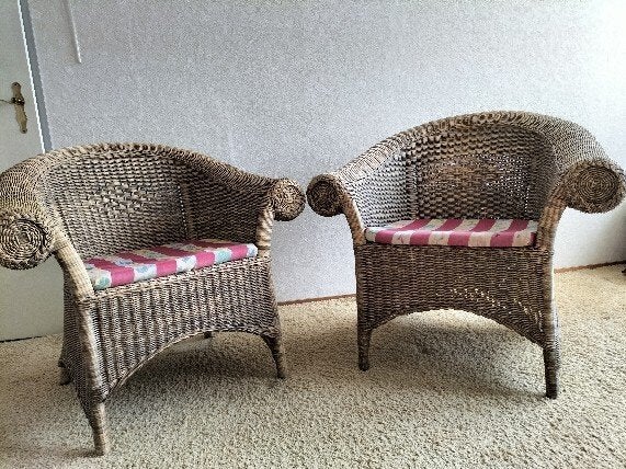 2 Comfortabele Rotan Fauteuils., Ophalen, Minder dan 75 cm, Riet of Rotan, Zo goed als nieuw