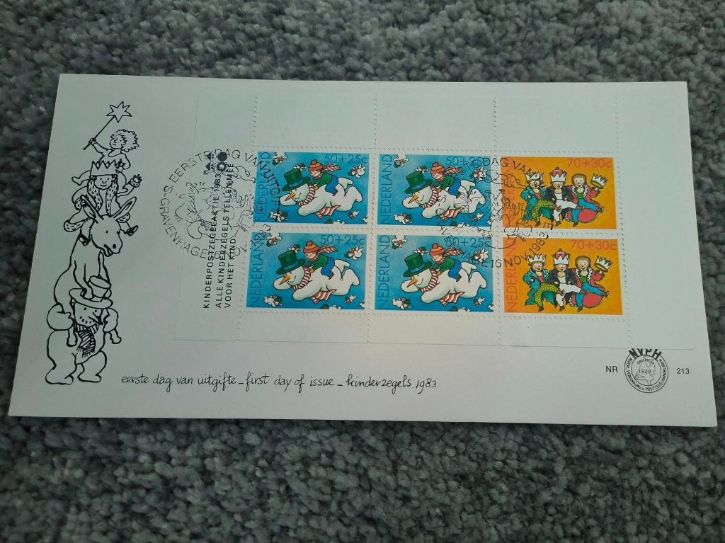 Fdc Kinderpostzegels 1983(blok) nr.213, Postzegels en Munten, Postzegels | Eerstedagenveloppen, Ophalen of Verzenden, Onbeschreven