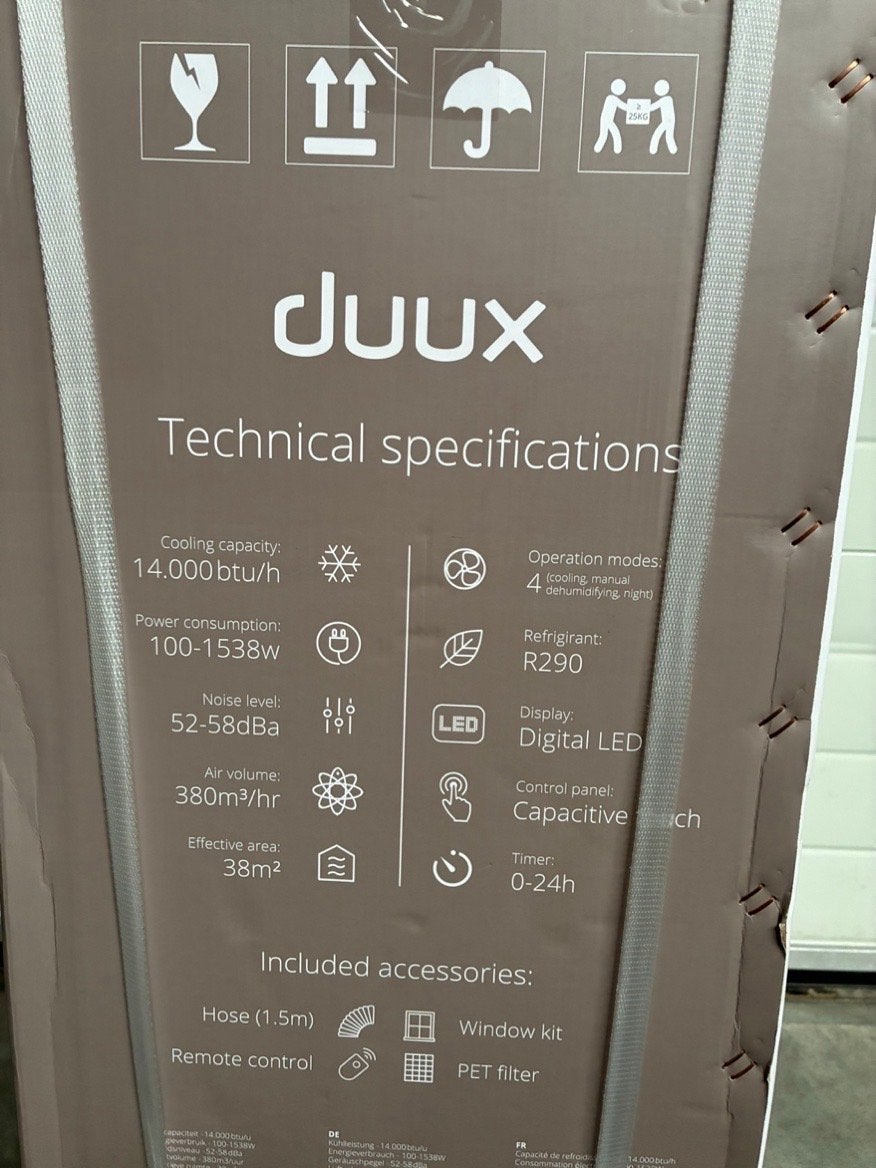 Duux North Smart 14K mobiele airco – 14.000 BTU  ongebruikt, Ophalen, Ventileren, Nieuw, 3 snelheden of meer