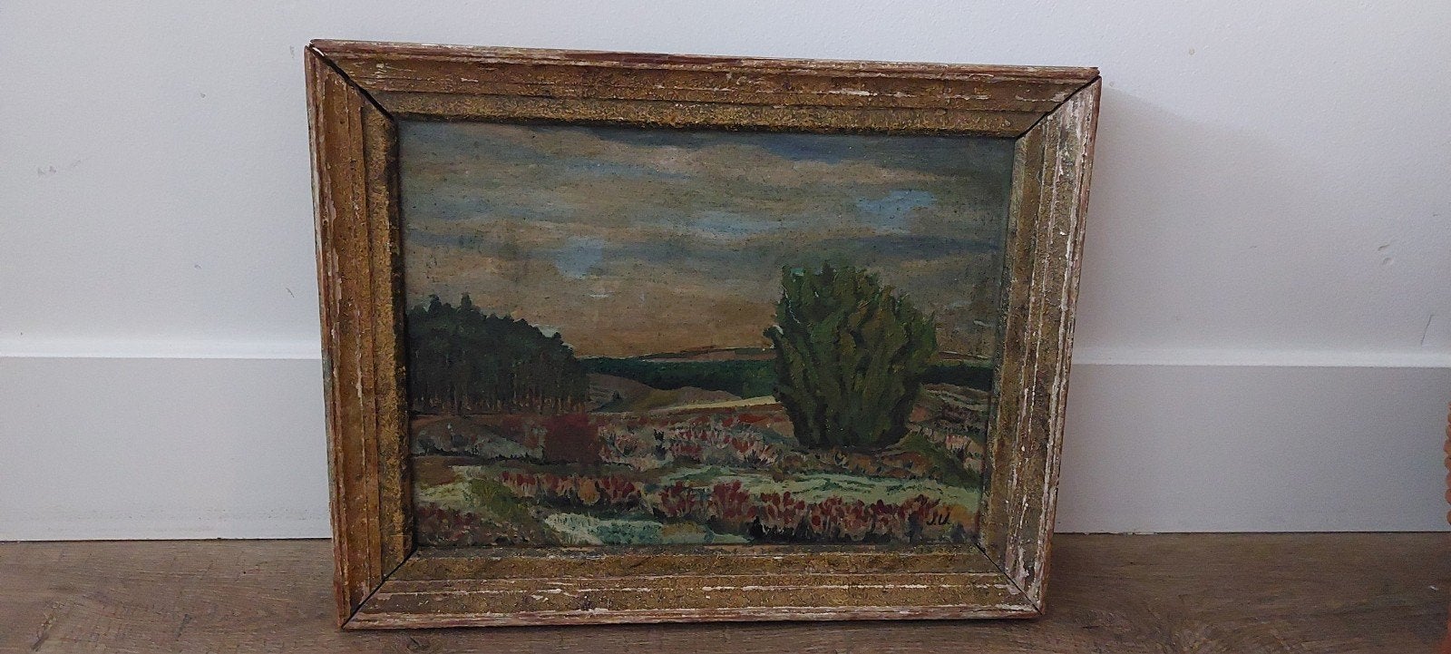 Landschapsschilderij Jan Voerman (J.V.) - Olieverf op paneel, Ophalen