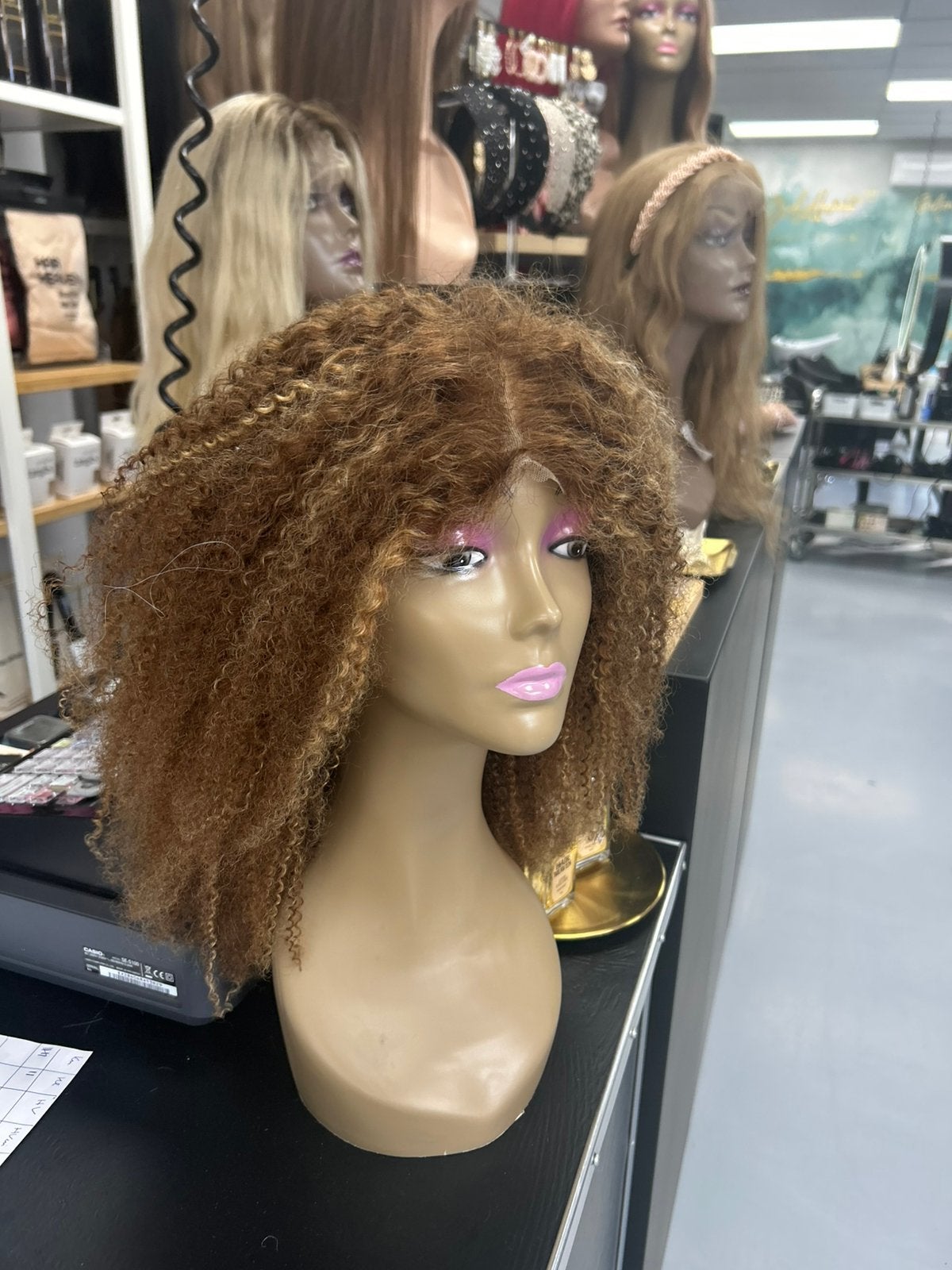 Echthaar pruik chocobruin/highlights goudblond Human hair, Ophalen of Verzenden, Nieuw, Pruik of Haarverlenging