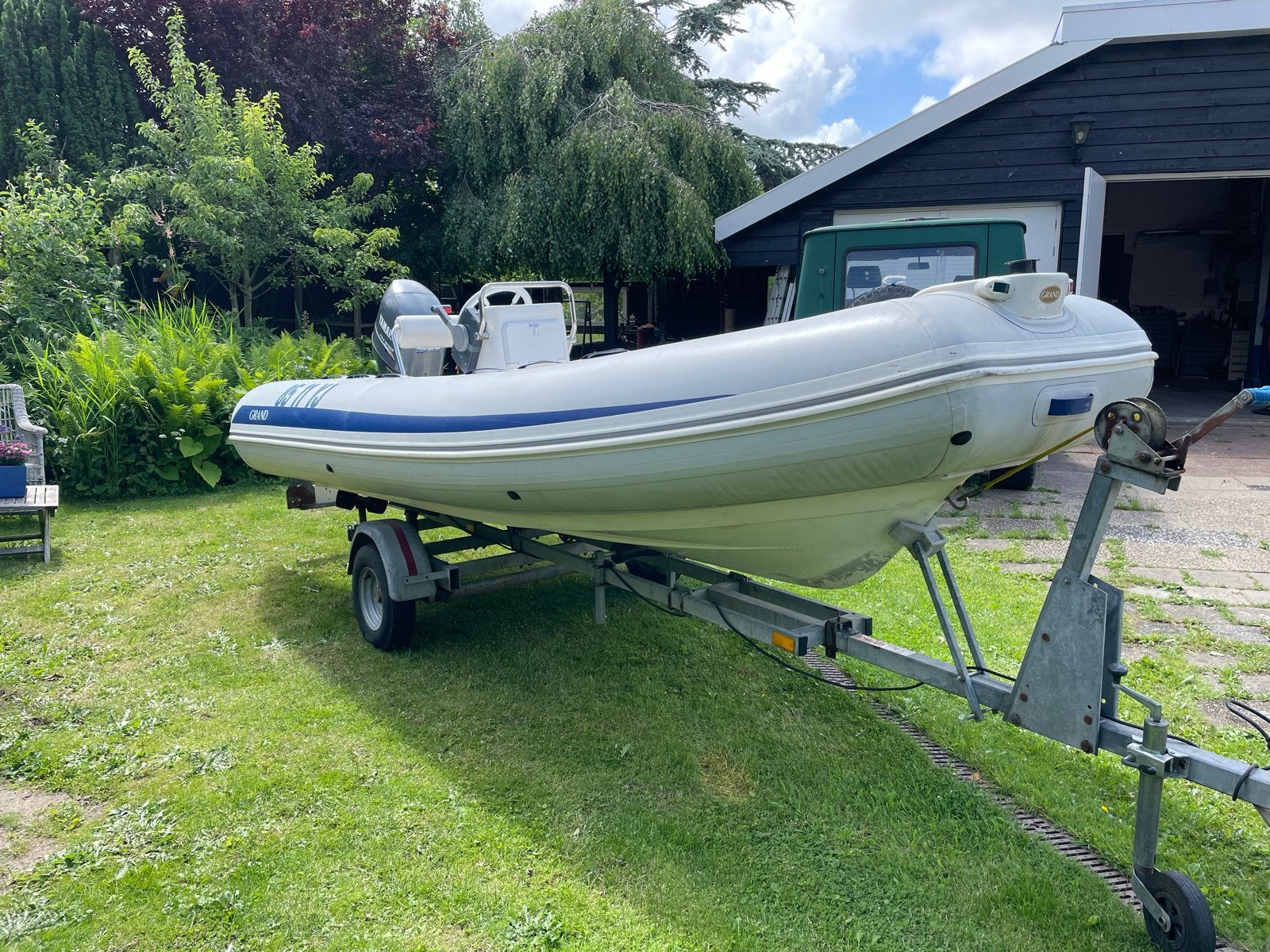 Grand S 460 RIB met kanteltrailer en 50 pk Yamaha 4-takt, Grand, Ophalen, Polyester/glasvezel, Gebruikt