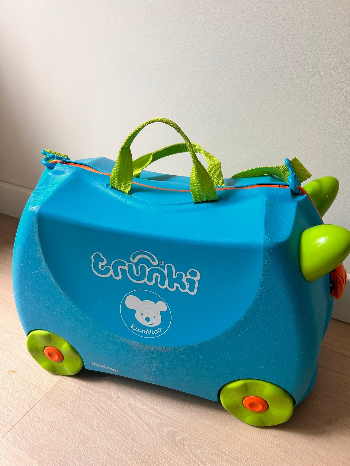 Trunki kinderkoffer blauw groen, Sieraden, Tassen en Uiterlijk, Koffers, Gebruikt, Hard kunststof, Minder dan 50 cm, Ophalen of Verzenden