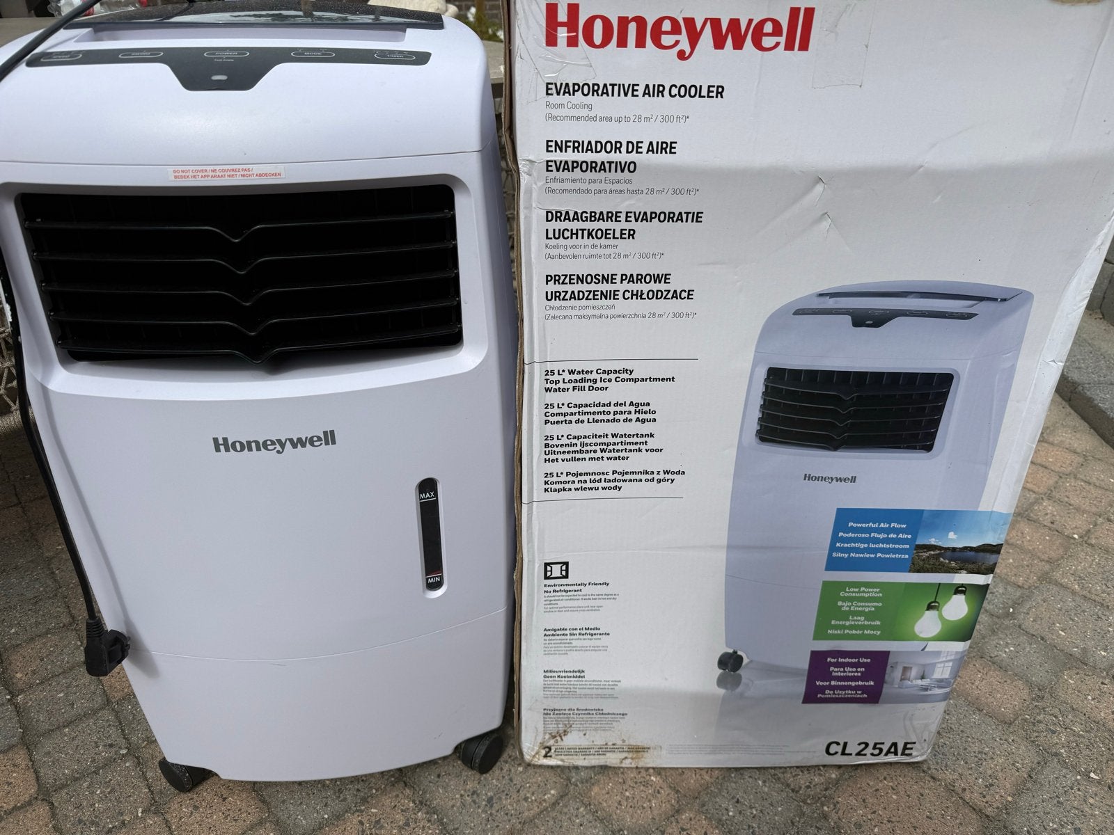 Honeywell Draagbare Evaporatieve Luchtkoeler CL25AE, Witgoed en Apparatuur, Ophalen, Gebruikt, Minder dan 60 m³, 3 snelheden of meer