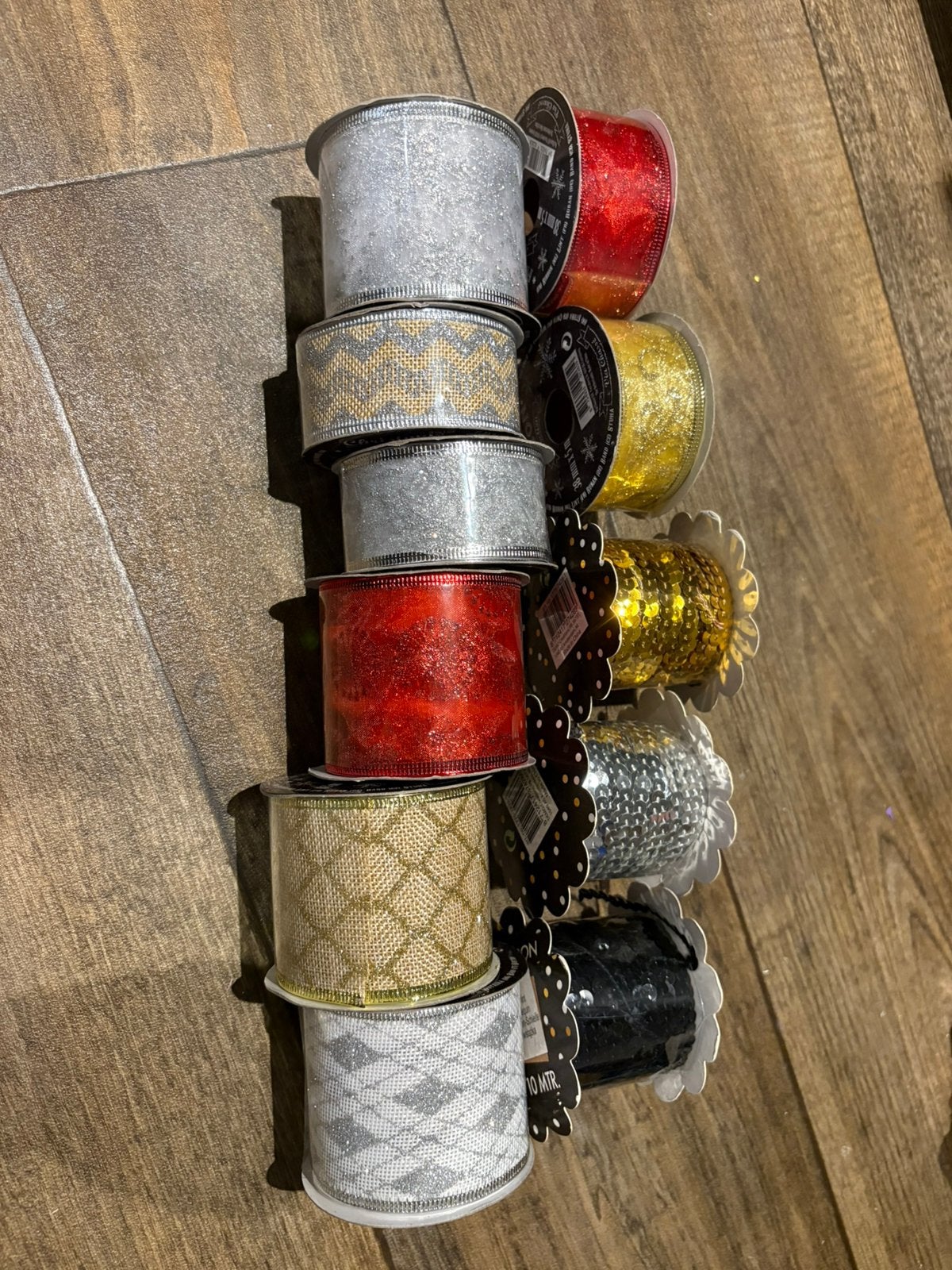 11x kerst lint/ ribbon zgan samen 10,00, Hobby en Vrije tijd, Ophalen of Verzenden, Zo goed als nieuw