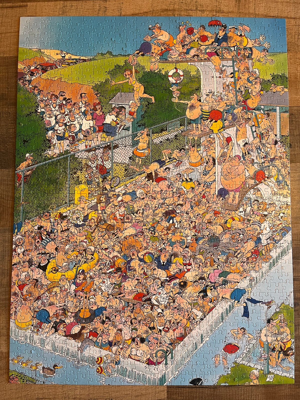 Jan van Haasteren 950 stukjes - Fun Around the Pool, Ophalen of Verzenden, 500 t/m 1500 stukjes, Zo goed als nieuw, Legpuzzel