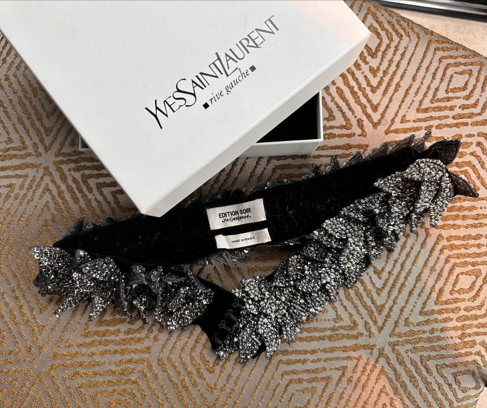 Zeldzame Vintage YSL Rive Gauche Édition Soir Statement Riem, Kleding | Dames, 5 cm of meer, Minder dan 80 cm, Zwart, Nieuw