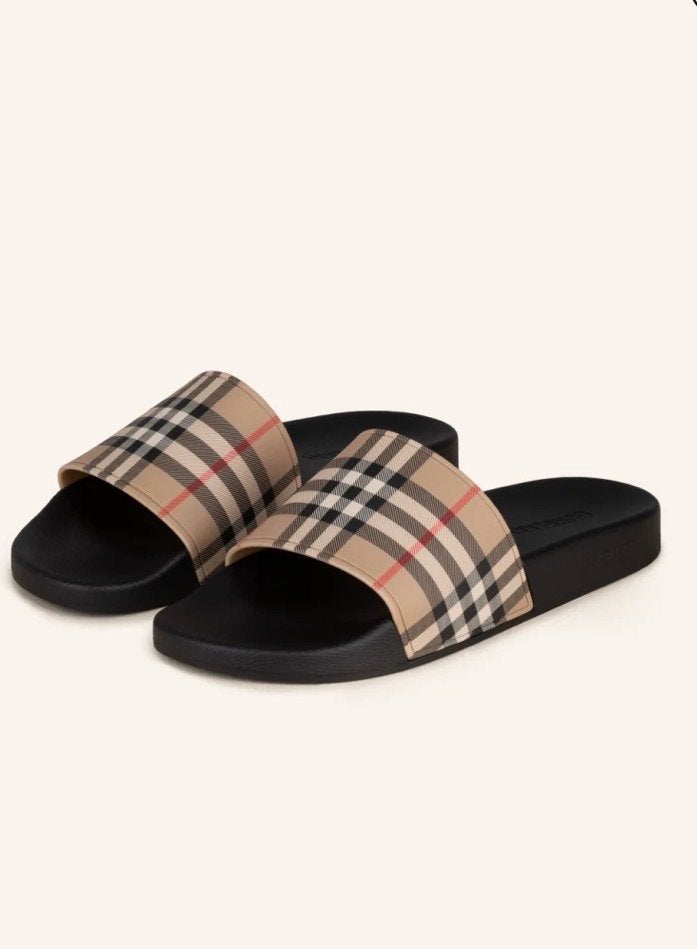Burberry Check Slides - Comfortabele en Stijlvolle Slippers, Kleding | Dames, Schoenen, Ophalen, Nieuw, Beige, Slippers