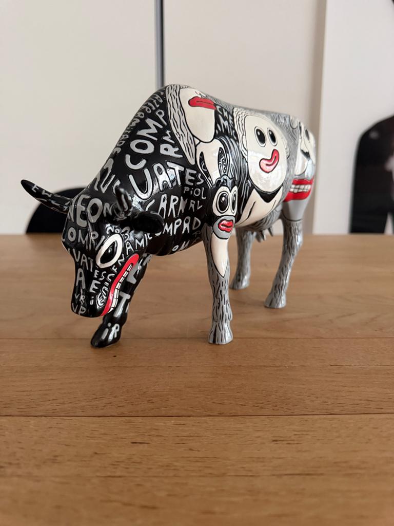 Cowparade koe beeld, Ophalen, Geglazuurd, Zwart, Steen of Keramiek