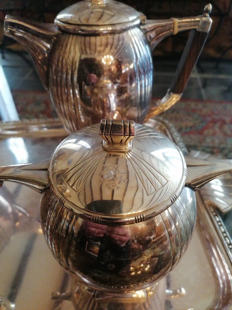 art nouveau deco servies verzilverd, Ophalen