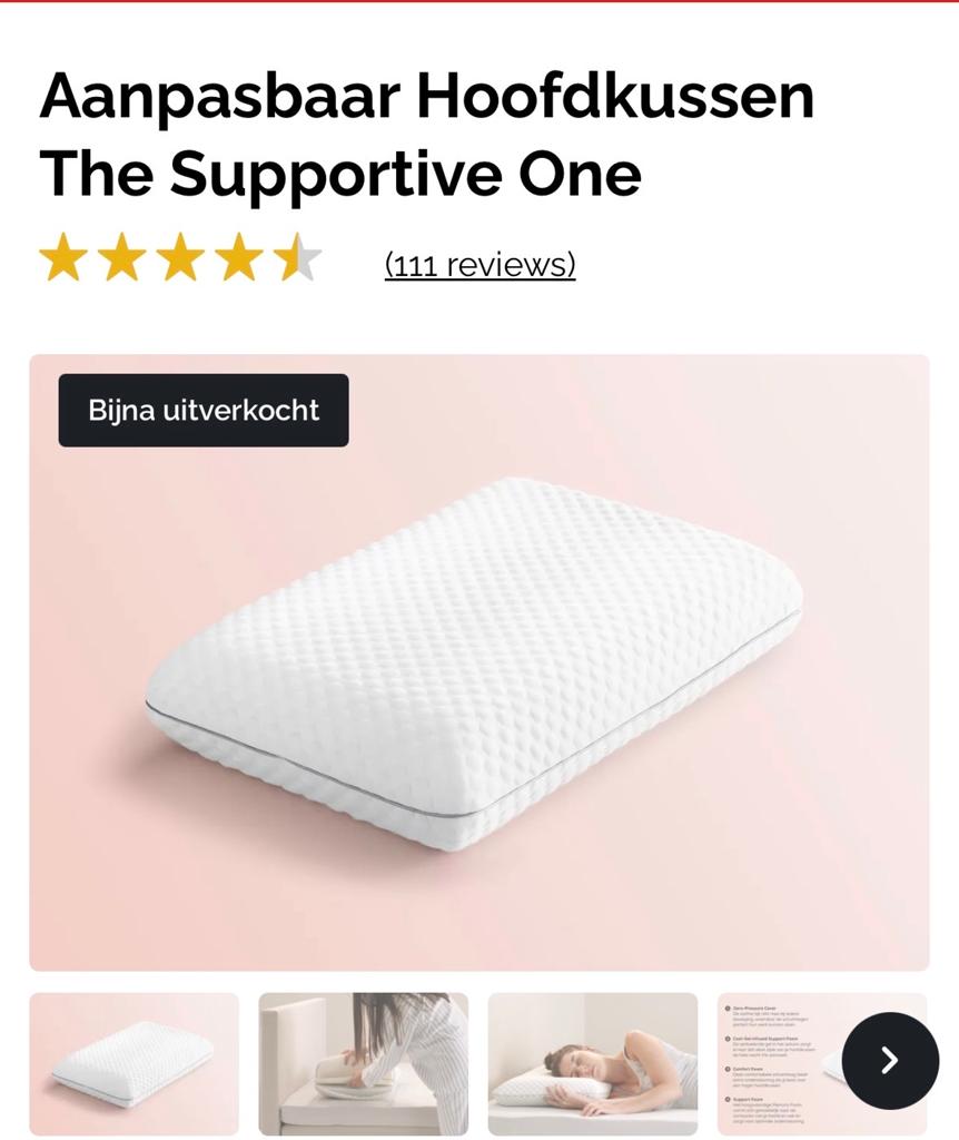 Swiss Sense Hoofdkussen - Aanpasbaar & Ondersteunend, Ophalen, Eenpersoons, Wit, Nieuw