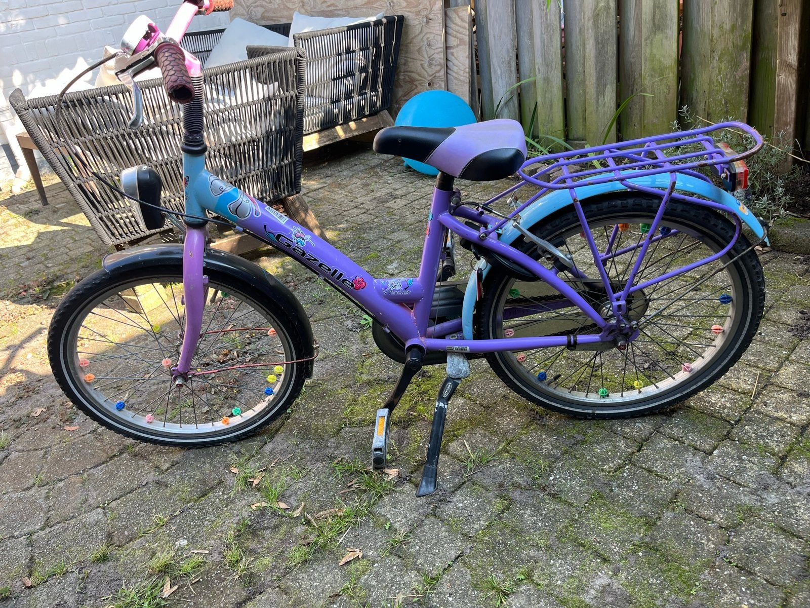 Gazelle meisjesfiets 20 inch - Paars/Blauw, Ophalen, Gebruikt, Schijfrem, 20 inch of meer