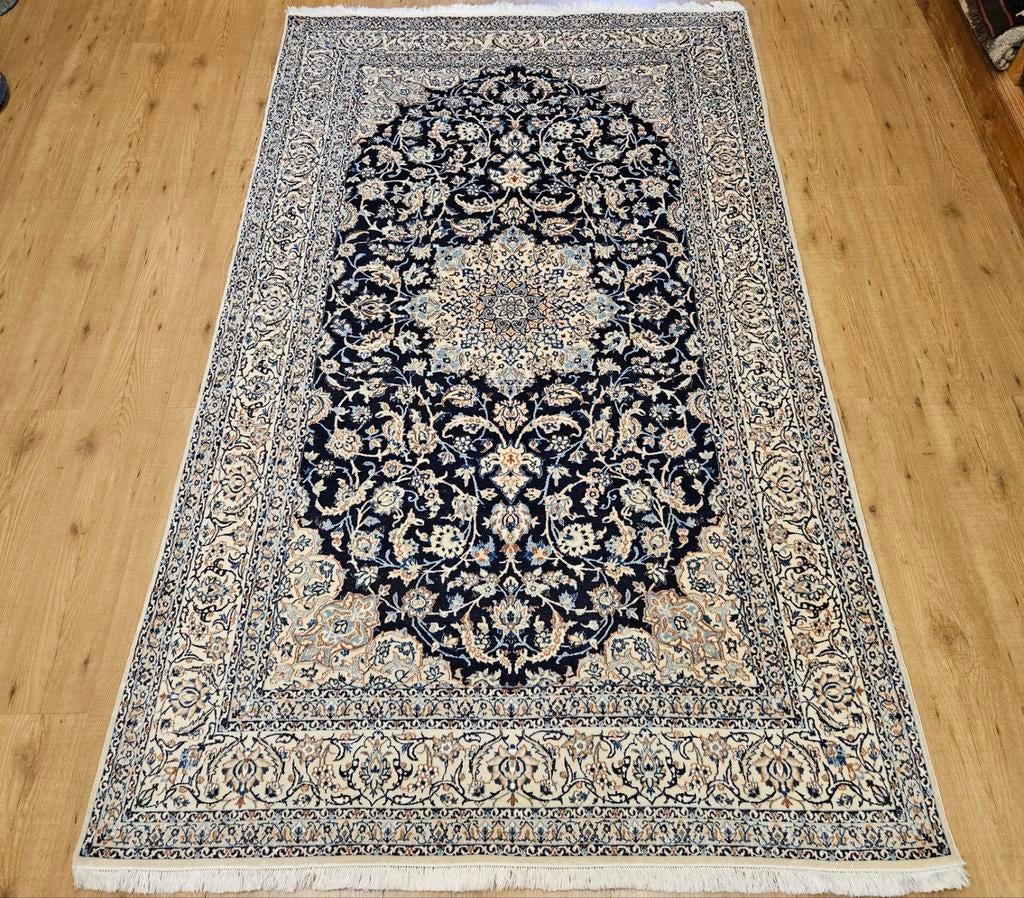 Vintage handgeknoopt perzisch tapijt nain 6la 250x147, Info@SlatsAntiek.nl, Tweedehands, 100 tot 150 cm, Perzisch