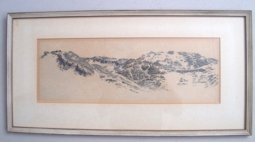 Dick Harting - (1884-1970)  Duinlandschap - 1950 - ets, Ophalen of Verzenden