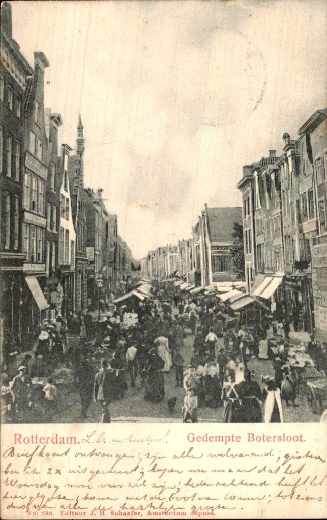 Rotterdam - Gedempte Botersloot - Straat, Ophalen of Verzenden, Voor 1920, Gelopen, Zuid-Holland
