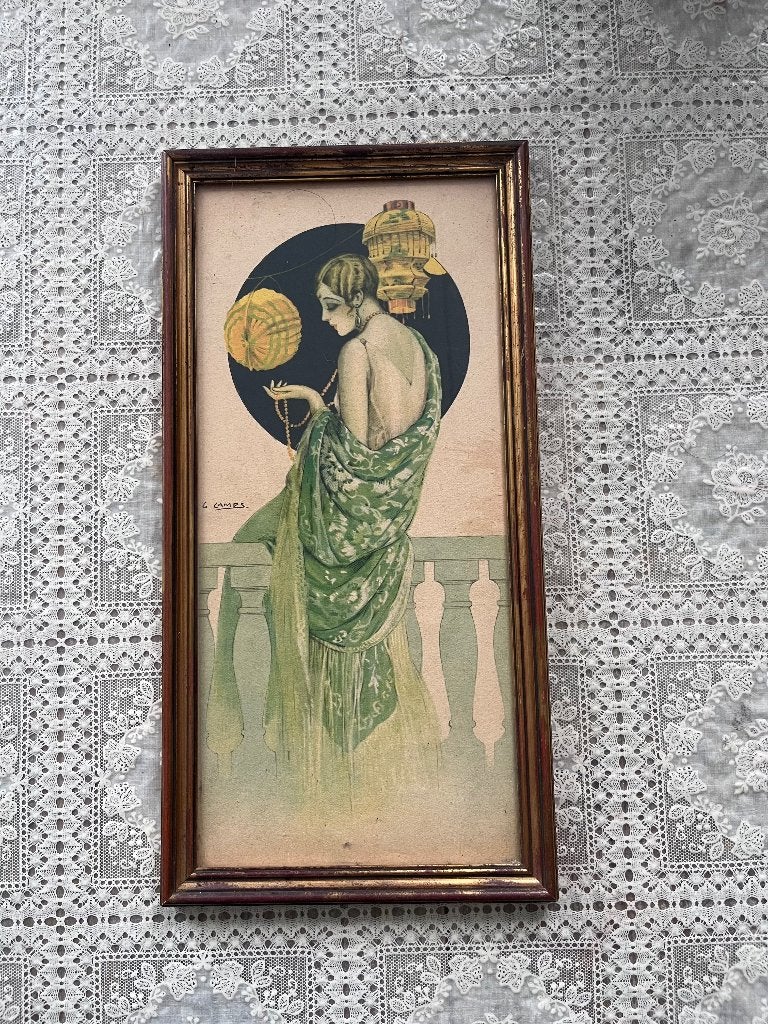 Mooi brocante plaatje in lijst Art Deco, Ophalen of Verzenden, Gebruikt, Met afbeelding
