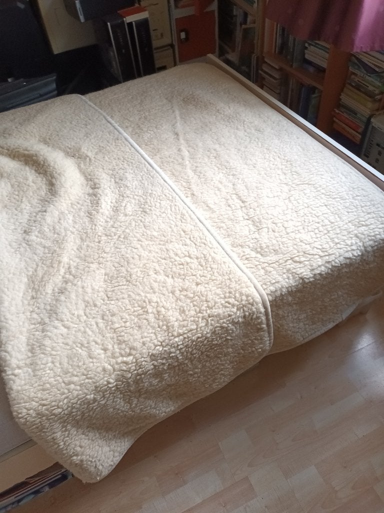 Effen grote merino wollen onderdeken deken dekbed 207-185cm, Wit, Tweepersoons, Ophalen of Verzenden, Overige merken