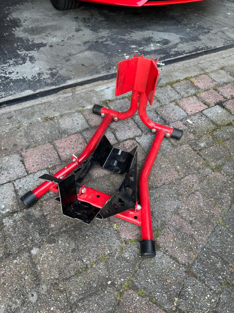 Rode motorfiets voorwielklem / paddockstand, Motoren, Accessoires | Overige, Gebruikt, Ophalen