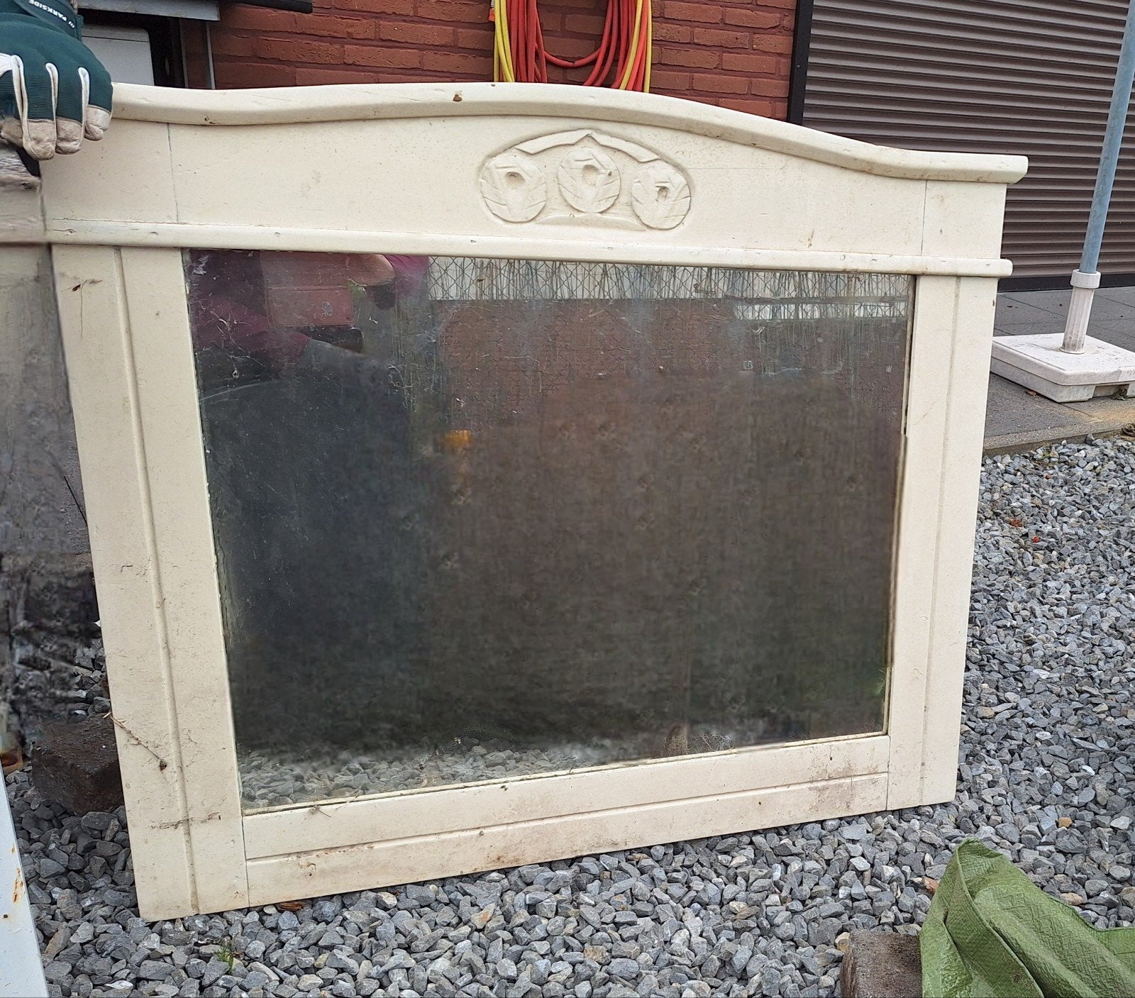 Oude  spiegel, Raamkozijn, Minder dan 75 cm, Hout, Ophalen
