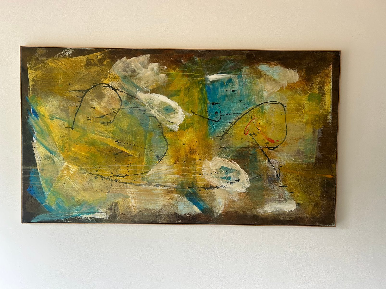 Groot kleurrijk schilderij 100 x 181, Ophalen